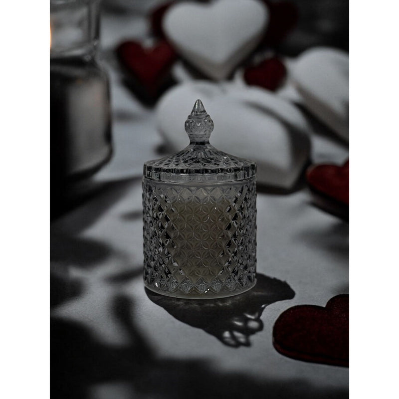 Ornate Glass Candle - Grey